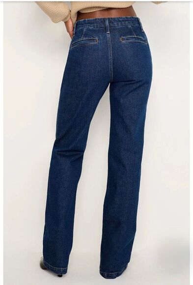 NWT Good American Pintuck High Waist Wide Leg Trouser Jeans NWT 10/30 Indigo - Picture 3 of 8